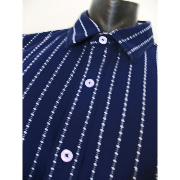 Tasso Elba, Men's , Dress Shirt, Blue Striped Checked, no iron, XXL - Picture 5 of 8